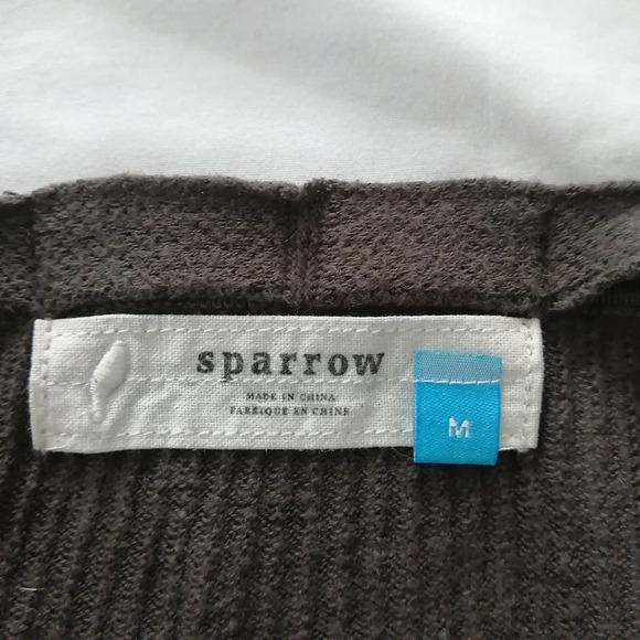 Anthropologie Sparrow Lightweight Open Knit Cotton Cashmere Brown Cardigan Med - Picture 9 of 14